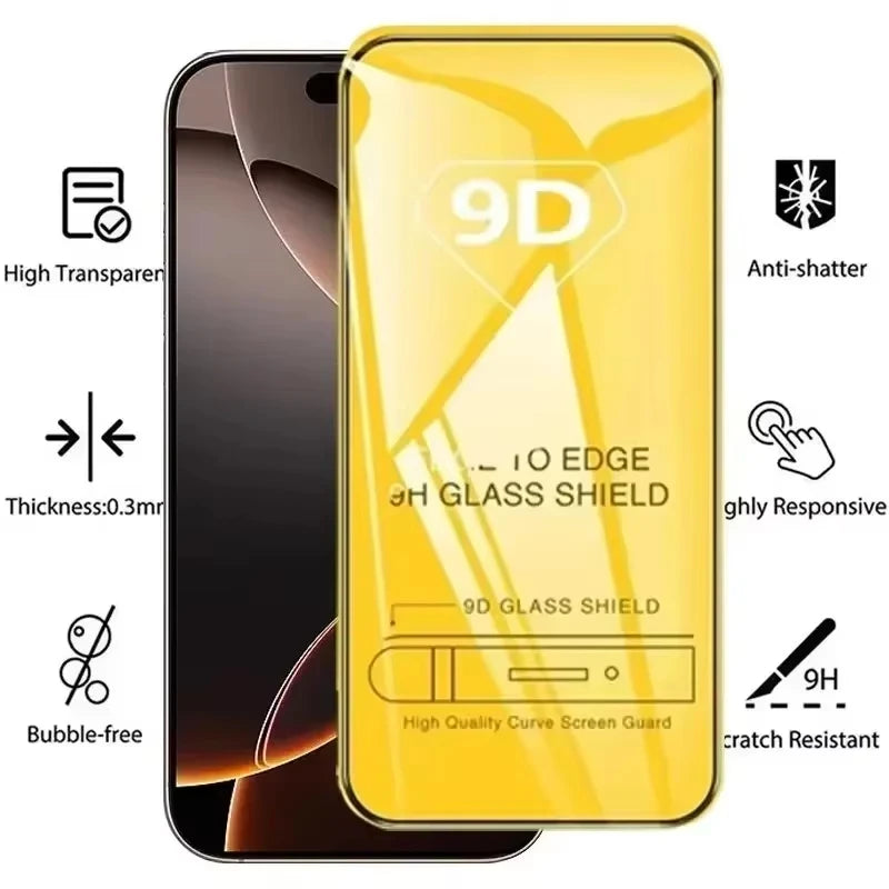 1-5PCS 9D Full Cover Tempered Glass For iPhone 17 16 15 11 12 13 14 18 Pro Max 16E Screen Protector For iPhone 13 Mini XR XS Max