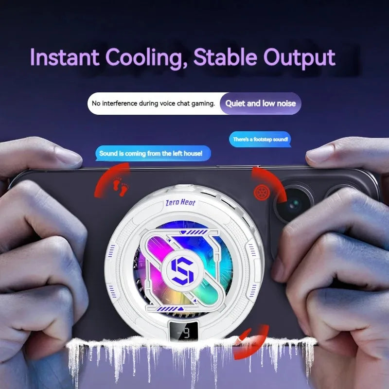 K52 AI Mobile Cooler Magnetic Back-clip Ice Cooling Radiator Digital Display RGB Light Gaming Cooler Temperature Control