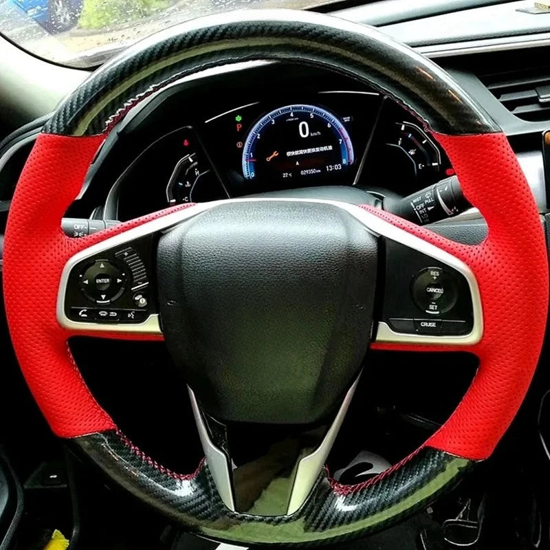 Car Steering Wheel Cover Non-slip Carbon Fiber Suede Braid For Honda Civic 10 2016-2021 CR-V CRV 2017-2021 Clarity 2018-2021