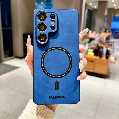 Lambskin Leather for Magsafe Shockproof Case Samsung S25 S24 S26 Ultra S22 S23 Plus S21 FE Sheepskin Camera Protector Soft Cover
