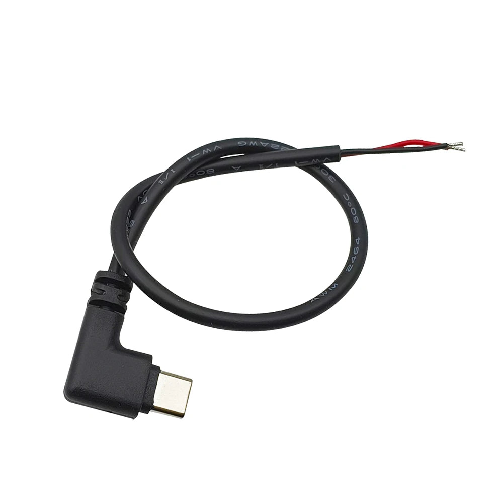 1/5Pcs Right Angle 2Pin 4Pin Wire USB Type C/Micro USB Male Plug Power Supply Charger Connector DIY Repair Cable 0.25m 0.3m 1m