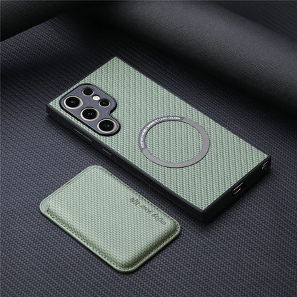 Carbon Fiber Style PU Leather for Magsafe Case for Samsung Galaxy S26 S24 S25 Ultra S22 Plus S21 S23 FE A57 A55 A56 Cover LM2