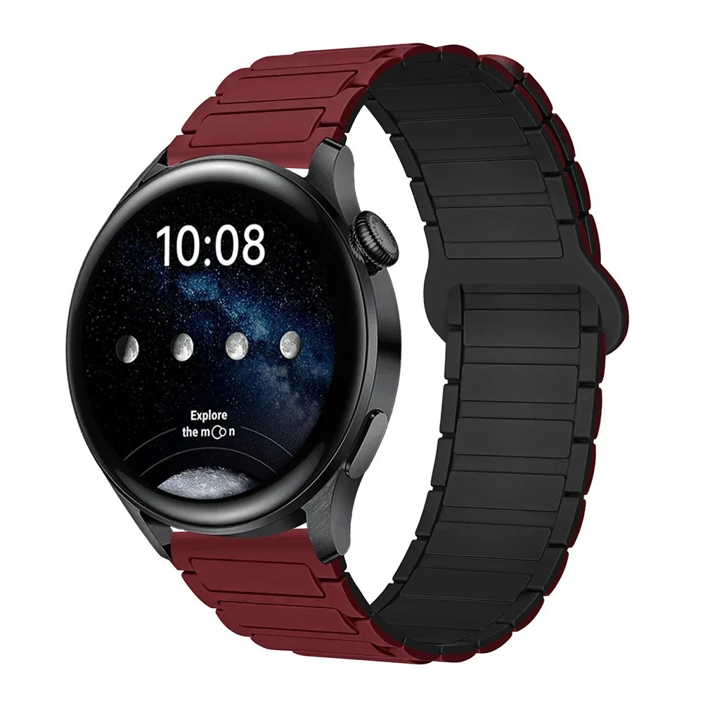 18mm 20mm 22mm Magnetic Loop Band for Samsung Galaxy Watch 7/6/5 Pro/4/Classic Silicone Link Bracelet Huawei GT 2-2e 3-4 Strap
