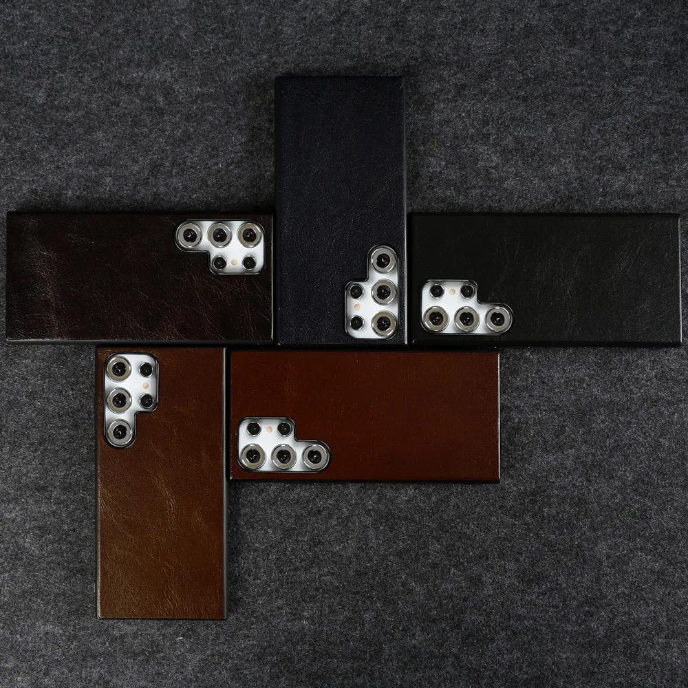 Retro Genuine Leather Phone Case for Samsung Galaxy S26 Ultra S23 Plus S24Ultra S23Ultra S22Ultra S21FE Luxury Back Cover Cases