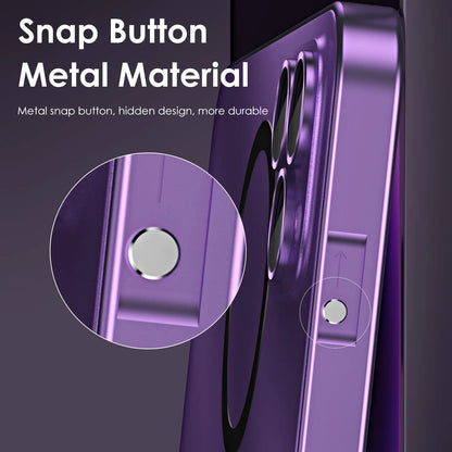 Aluminum Metal Frame Magnetic Case For iPhone 13 12 14 15 16 17 18 Pro Max For Magsafe Wireless Charging Lens Film PC Back Panel