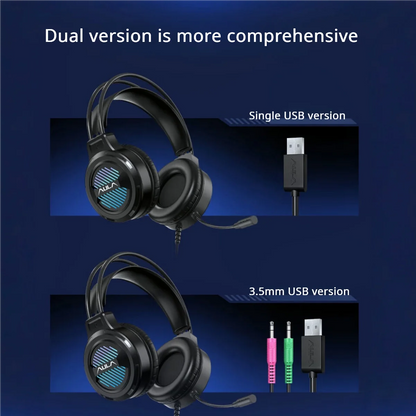 AULA S606B Wired Gaming Headset 50mm Driver Virtual 7.1 Surround Sound Noise Cancelling Mic RGB Gaming Headphones