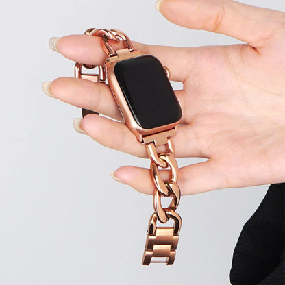 Luxury Metal Chain Strap for Apple Watch Band 45mm 44 49 38 40 41 42mm Stainless Steel Women Bracelet for iWatch 9 8 7 SE 6 5 4