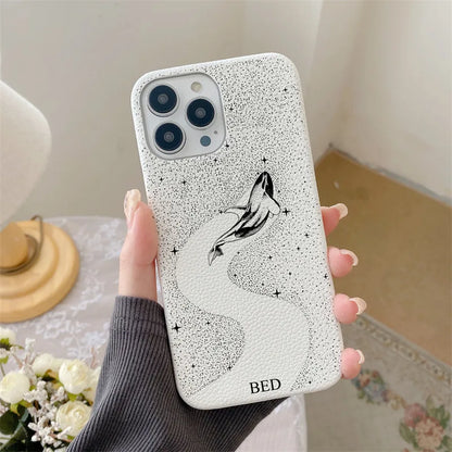 Personalised Letters Pebble Grain Leather Stars Whale Casesfor iphone 17 12 14 13 15 16 Pro Max 17 air 14Plus Luxury Hard Covers