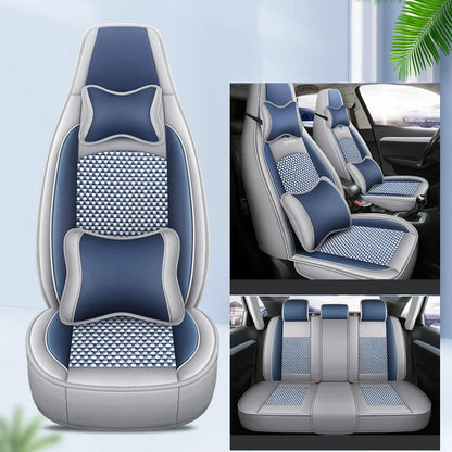 Car Seat Cover 5 Full Set Universal Seat Covers for Nissan X Trail T32 Jetta A4 Skoda Rapid Superb 3 Cars Waterproof PU Leather