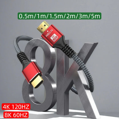 Uyellow 48Gbps HDMI-compatible Cable 8K 60Hz 50cm 1m 2m 3m 5m HDMI-compatible 2.1 Cable 4K 120Hz HDR 3D Effect Video for HDTV PC