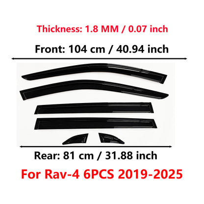 Window Visor for Toyota Rav-4 Rav4 2019-2025 | 6pcs Rain Guard Wind Deflector | Car Weather Shield Accessory