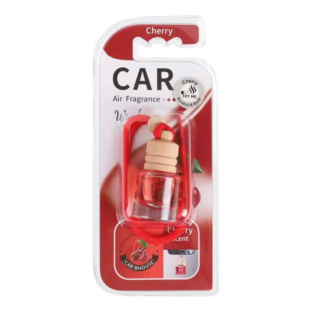Hanging Car Air Freshener Refillable Glass Bottle Wooden Cap Essential Oil Diffuser Pendant Long Lasting Auto Perfume Ornament