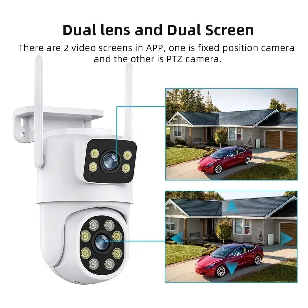 ANSVICAM Tuya Wifi IP Camera 8K with Alexa Google Onvif NVR Dual Lens Camera PTZ Outdoor 4K Dual Screen Auto Tracking Night Mod