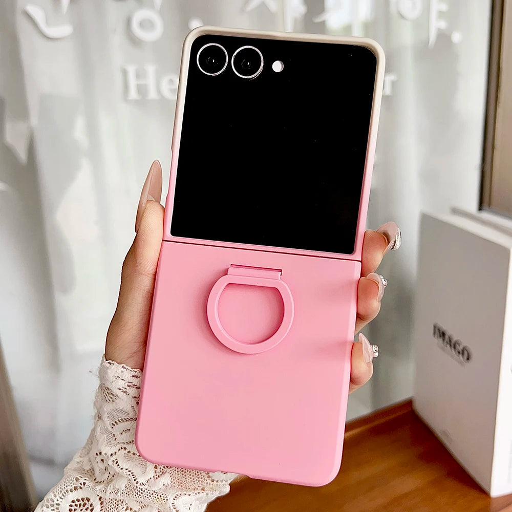 Liquid Silicone Ring Gradient Phone Case for Samsung Galaxy Z Flip8 7 FE ZFlip 5 6 7 Zflip 5 ZFlip6 ZFlip 7 Soft Bumper Cover