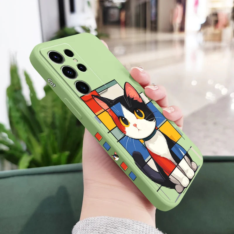 Romantic Cat Phone Case For Samsung Galaxy S25 S24 S23 S22 S21 S20 S10 S10E Ultra Plus FE Note 20 Ultra 10 Plus Cover