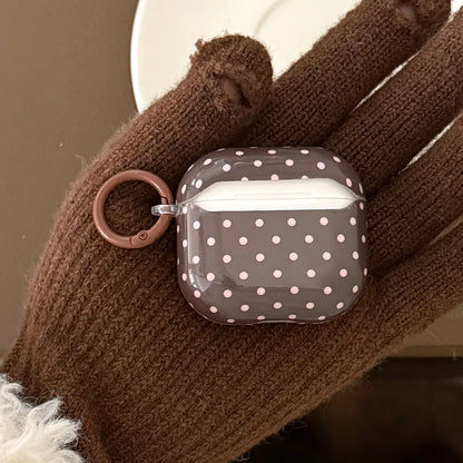 korea style cute polka dot white coffee color gloss soft shockproof fall protection cover case for apple airpods 1 2 3 4 pro 3 2