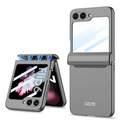 Magnetic Hinge Protection Hard PC Phone Cover for Samsung Galaxy Z Flip 8 7 6 5 4 5G Case Shockproof with Small Screen Protector