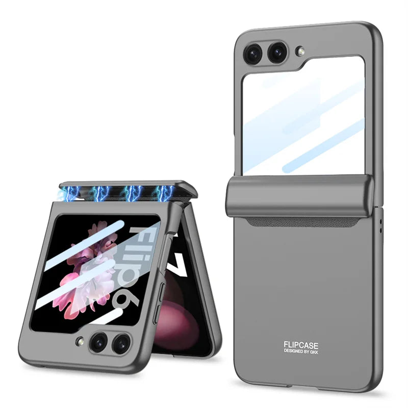 Magnetic Hinge Protection Hard PC Phone Cover for Samsung Galaxy Z Flip 8 7 6 5 4 5G Case Shockproof with Small Screen Protector
