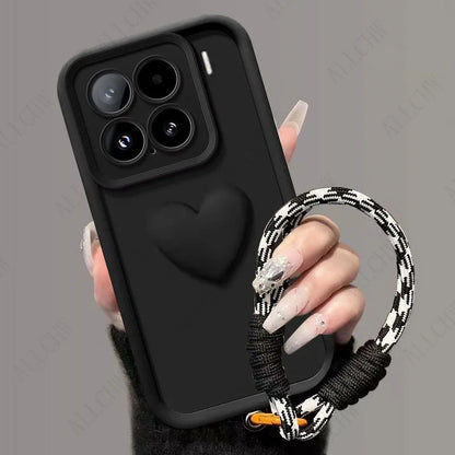 For Xiaomi 15T Pro Case For Xiaomi 15T  Phone case For Xiaomi 15TPro 3D Love Heart Hand Strap Back Cover For Xiaomi 15 T