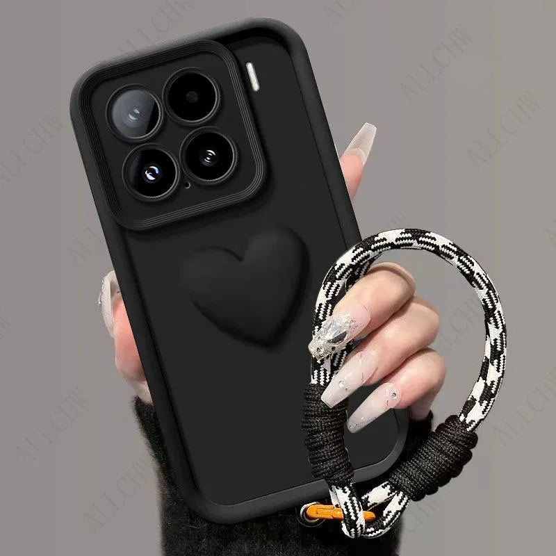 For Xiaomi 15T Pro Case For Xiaomi 15T  Phone case For Xiaomi 15TPro 3D Love Heart Hand Strap Back Cover For Xiaomi 15 T