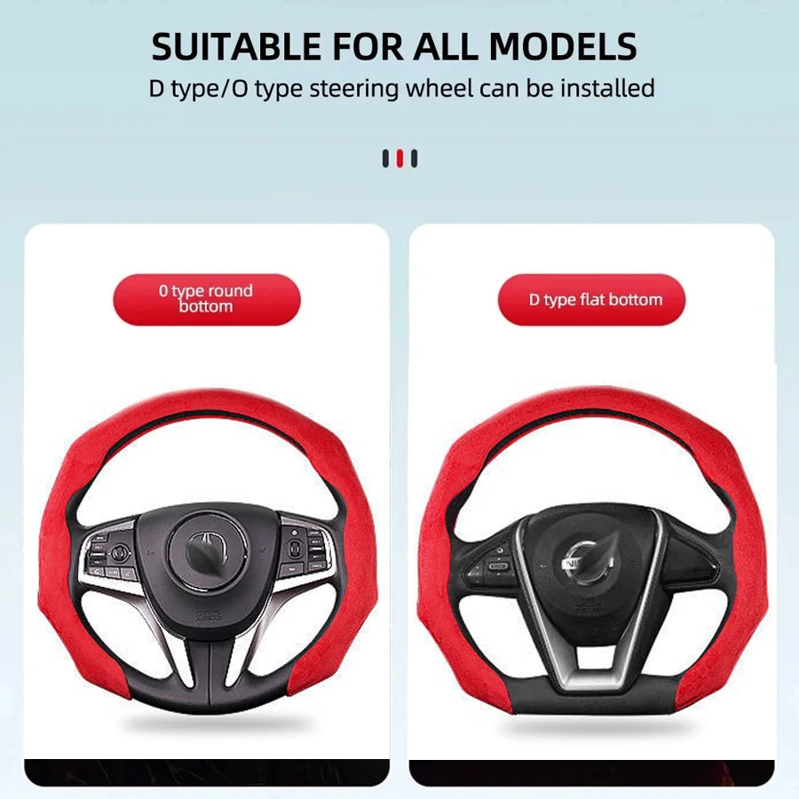 Premium Non-slip Suede Leather Car Steering Wheel Cover Booster Cover For Geely Coolray Boyue Okavango  Icon Emgrand X7 EX5