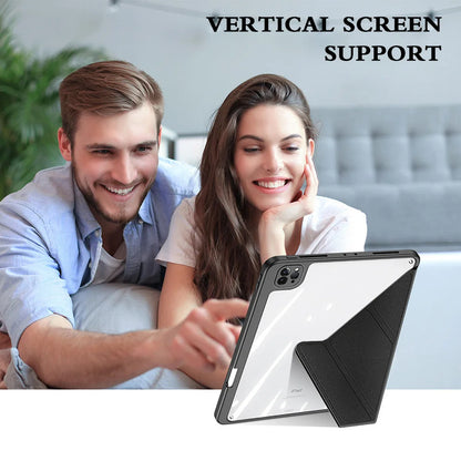 For 2024 iPad Case Air 11/13 M2 Pro 11/13 M4 for iPad Air 4 Air 5 Pro 11/12.9 iPad 5/6/7/8/9/10th Acrylic Clear Y-Fold Stand