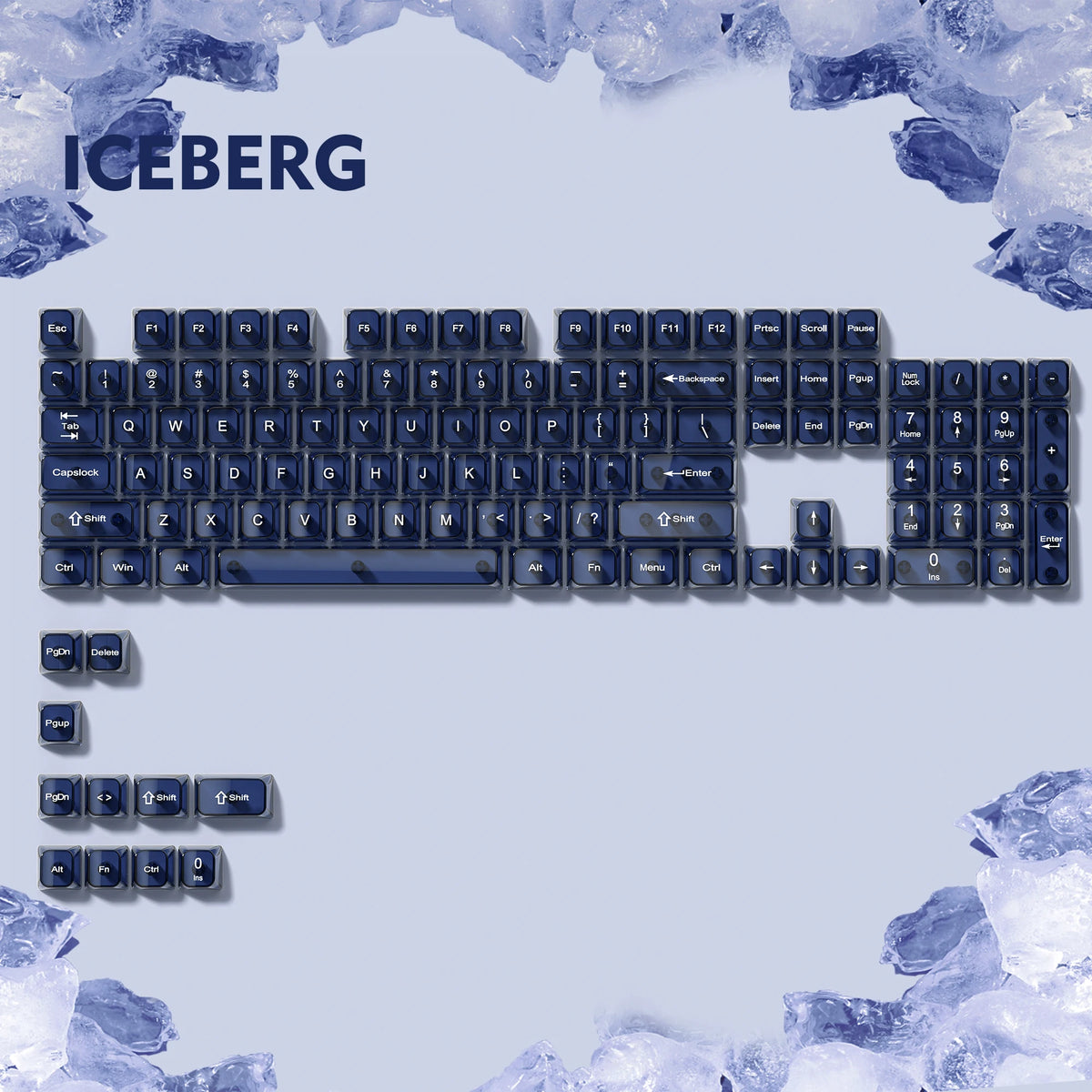 115 Keys Black Transparent Clear Keycaps Crystal Ceramic PC Keycap RGB Shine Through Key Cap MDA Profile for MX Switch Keyboard