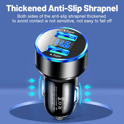 240W Car Charger Dual USB Ports 120W Super Fast Charging with Digital Display Quick Charging Adapter for IPhone Samsung Xiaomi