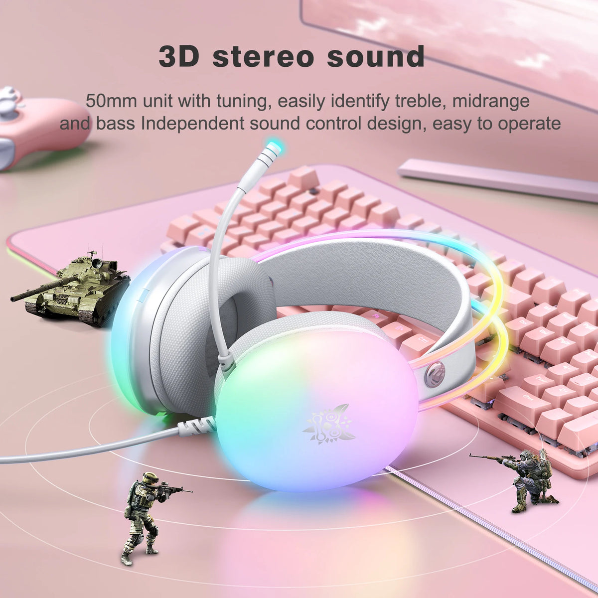 ONIKUMA X25 Gaming Headset New FULL Dynamic RGB Light Wired Headphones With Mic Noise Cancellation For PC PS5 XBOX