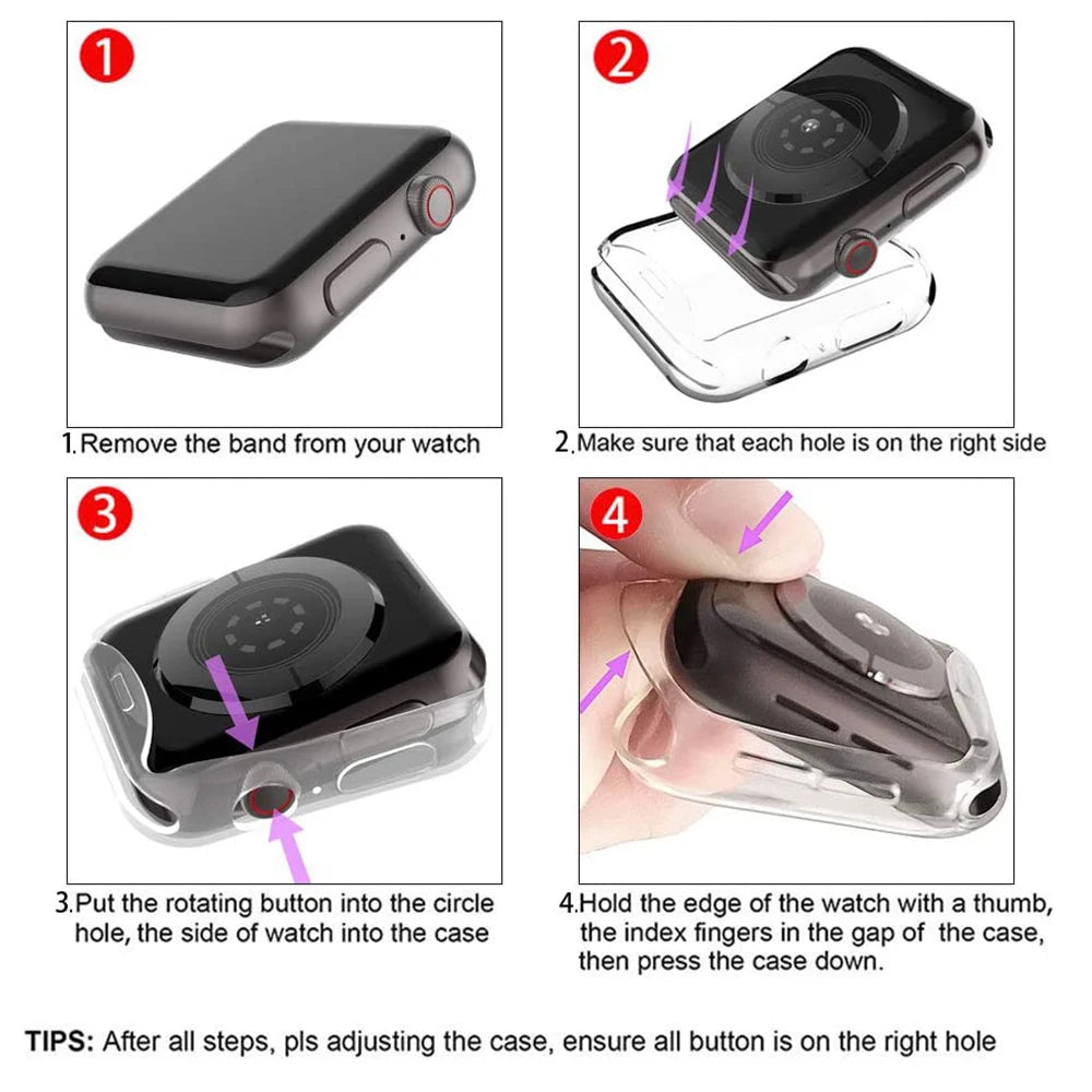 Screen Protector for Apple Watch Ultra 4 3 2 49 41 44 40 45 46 42mm TPU Bumper Cover Case for iWatch Series 11 10 12 9 8 7 SE 6