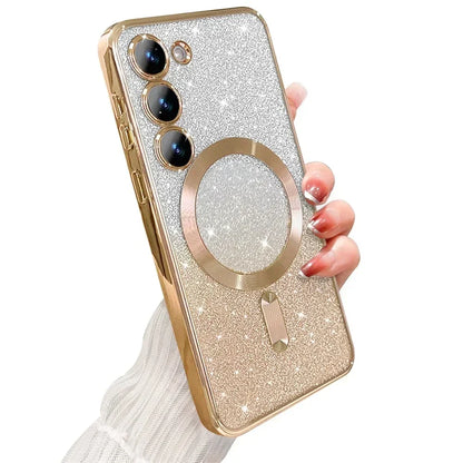 Glitter Bright Case For Samsung Galaxy A56 A36 A16 A06 A17 A26 S24 FE S22 S21 S20 S23 Plus S26 S25 Ultra Magnetic Wireless Cover