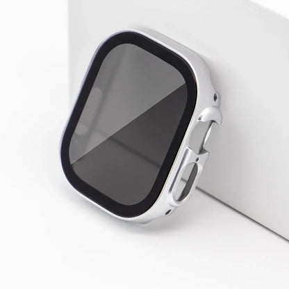 Privacy Glass+Case for Apple Watch 49mm 45mm 41mm 44mm 40mm Tempered Anti-Peeping Screen Protector for IWatch 8 7 6 5 4 9 Cover