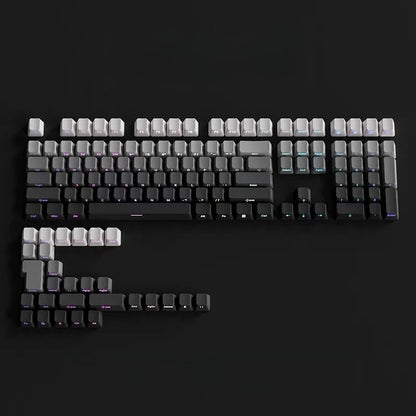 Gradient Gray Double Shot RGB Backlit Keycaps OEM Profile 135+ Keys Side Printed PBT Keycaps for Cherry MX Switches Keyboards