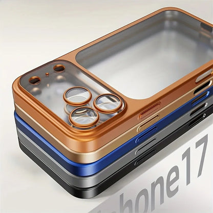 Luxury Plating Matte Hard PC Phone Case for iPhone 17 Air 16 15 14 13 ProMax Camera Lens Film Protector Frosted Shockproof Cover