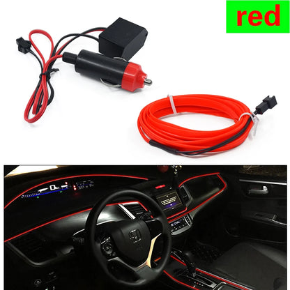 HQ 12V Universal LED Car Ambient Lamp Car Interior Decoration Light Cold Light Strips Waterproof Dashboard Console Lamp1/3/5M