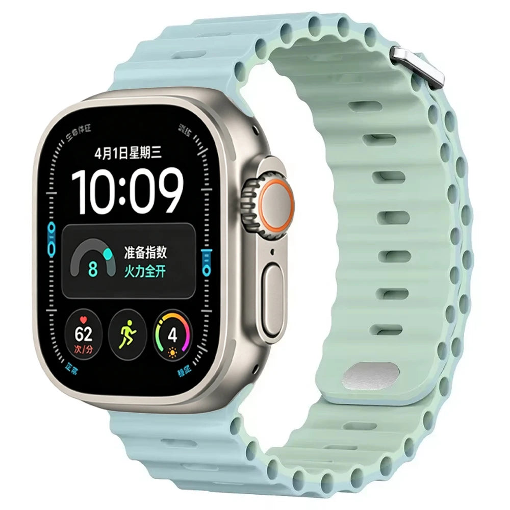 Ocean Silicone strap For Apple Watch Ultra 4 3 2 1 Band 49mm 12 11 10 9 8 7 46mm 45mm 41mm band iWatch 6 5 4 SE3 44mm 40mm 42mm