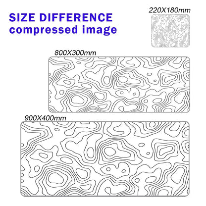 Line Liquid Mouse Pad Gaming Accessories Topographic Table Mat Marble Black Carpet Gray 100x50cm Custom Pc MousePad Desk Mat