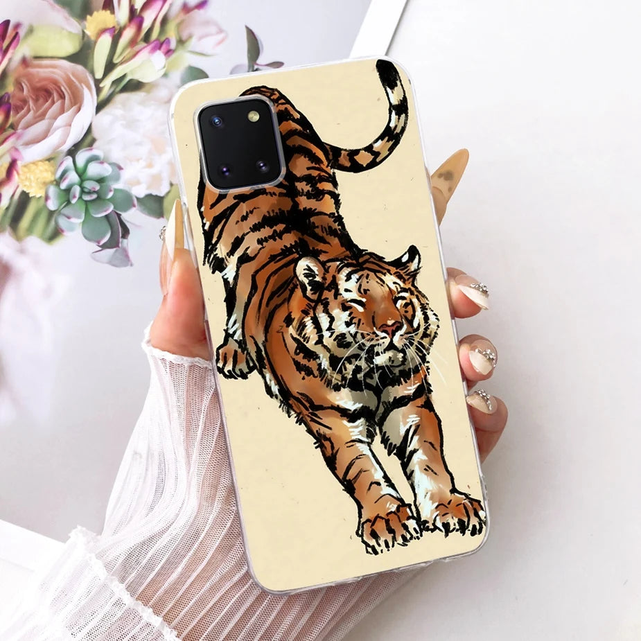 For Samsung Galaxy Note 10 Lite Case SM-N770F Luxury Flowers Painted Cover Soft Silicone Case For Samsung S10 Lite SM-G770F Bags