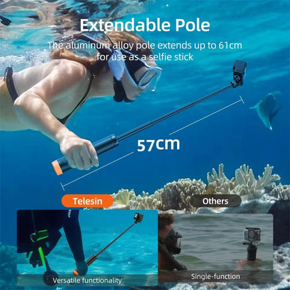 Underwater Buoyancy Pole Extendable Selfie Stick Tripod Suitable for GoPro Insta360 DJI OSMO Sports Camera Accessories