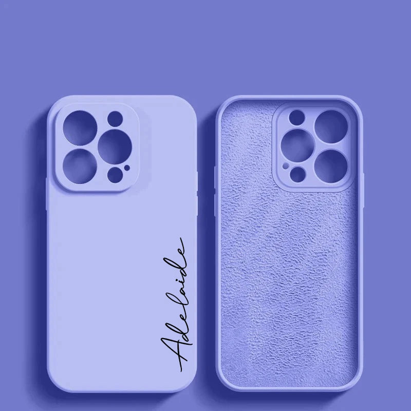 Customized Personalized Name Luxury Initials Soft Liquid Silicone DIY Case For Iphone 18 17 16 15 14 13 12 11 Pro Max Plus Cover
