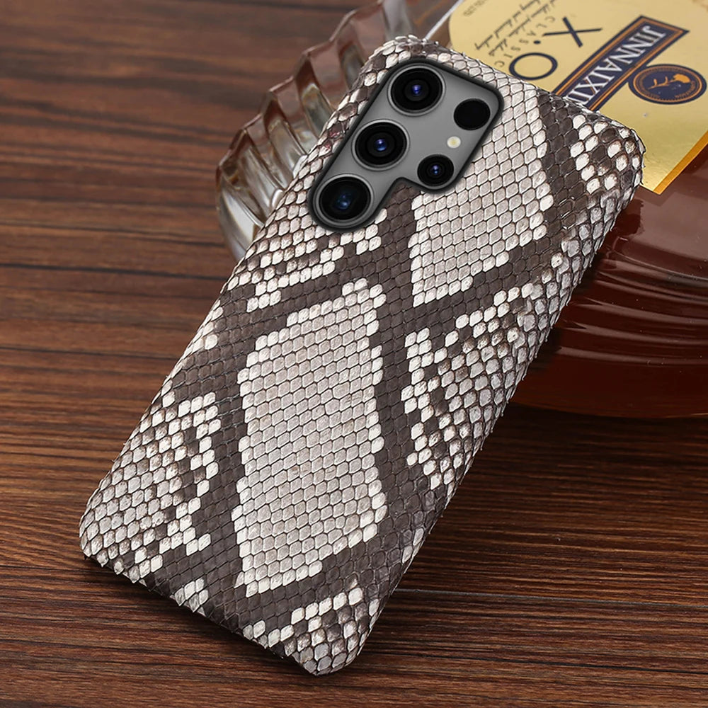 Genuine Python Leather Phone Case for Samsung Galaxy S26 S23 S22 S24 S25 Ultra S21 Plus A57 A56 A55 5G Luxury Snakeskins Cover