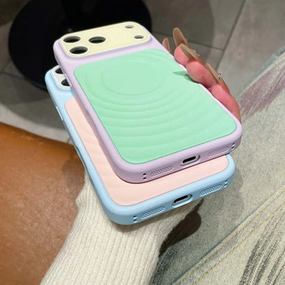 Q1 Color Blocking Color Liquid Silicone for MagSafe Case for Iphone 18 17 16 15 14 Pro Max Water Ripple Wireless Charging Cover