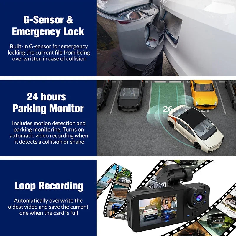 NEW 1080P HD WIFI 2/3Camera Dash Cam For Car Camera Video Recorder Car DVR Front Rear View Camera Night Vision Car Accessories