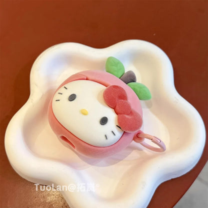 For Airpods Pro 2 Pro 3 1 2 3 4 Pro 3D kawaii Cute Lovely Peach Plush Silicone Earphone Case Cover