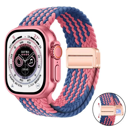 Nylon Braided Loop Band For Apple Watch Ultra 3 2 49mm 11 10 46mm 42mm 9 8 7 45/41mm Magnetic Strap iWatch 6 5 SE 44/40mm Correa