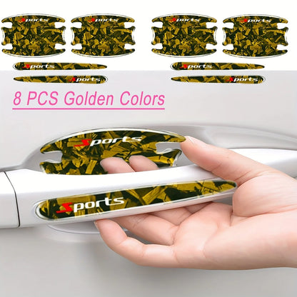 1 Set Carbon Fiber Car Door Wrist Protection stickers Door Handle Anti Collision Decorative Sticker Scratch-Resistant Wear