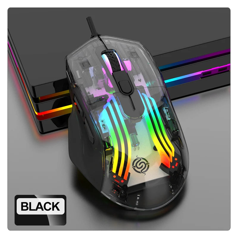 K-Snake Q16 wired transparent esports mouse macro programming desktop computer laptop home RGB office game mute