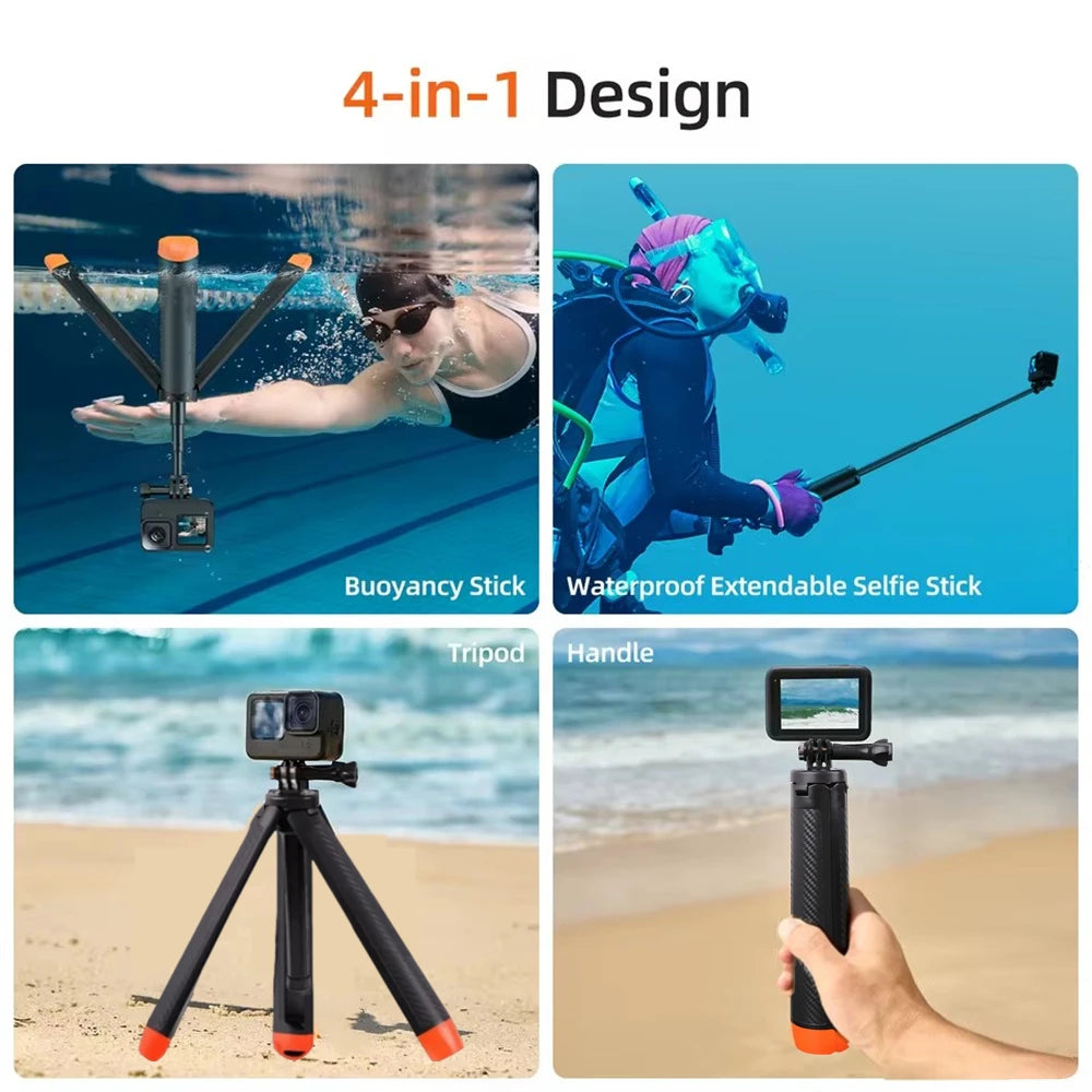 Underwater Buoyancy Pole Extendable Selfie Stick Tripod Suitable for GoPro Insta360 DJI OSMO Sports Camera Accessories