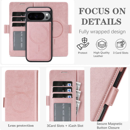 2 In 1 Leather Case For Google Pixel 9 9a 9Pro 10 Pro 10Pro XL Cash Card Slots Wireless Charging Magnetic Wallet Phone Cover