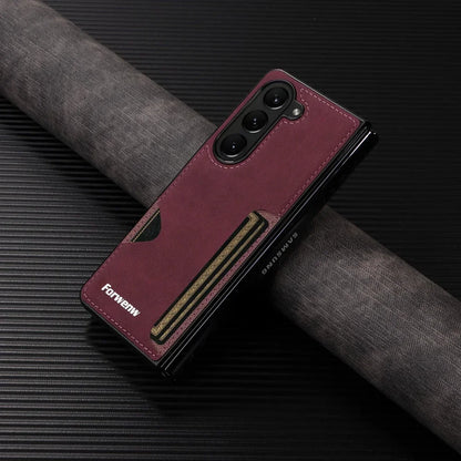Luxury PU Leather + PC Hold Case for Samsung Galaxy Z Fold 8 Ultra 7 6 5 4 3 Fold7 Fold6 Fold8 Card Slot Phone Cover Etui Coque